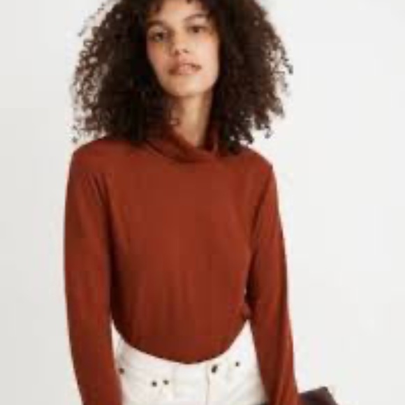 Madewell Burnt Orange Long Sleeve Turtleneck Top Size Small - Picture 1 of 8